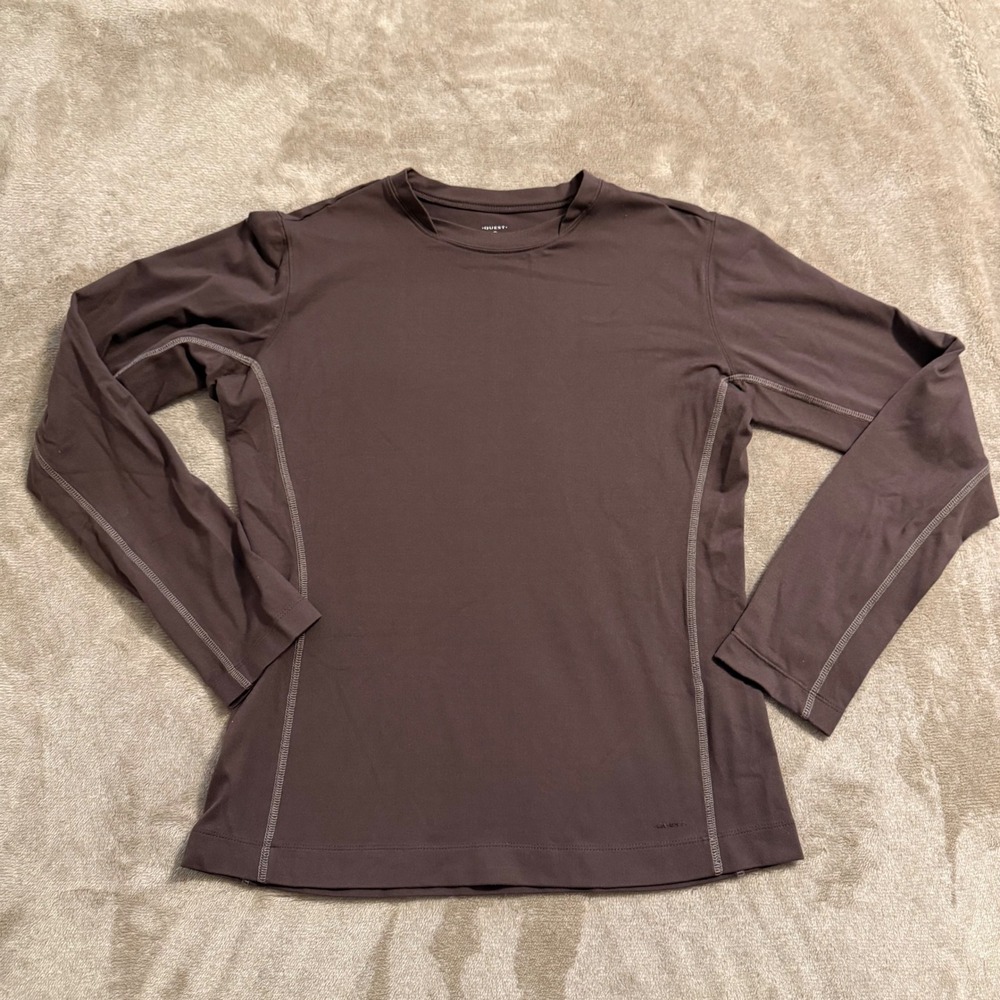 Quest Mens Medium Brown Long Sleeve Active Hiking Shirt Nylon Tactel Spandex